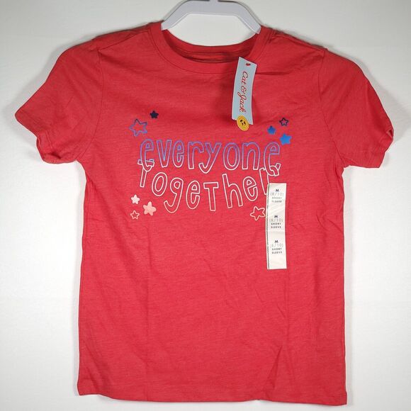 NWT GIRLS Together Everyone Red White & Blue T-Shirt Cat & Jack Size Medium 8/10 - Picture 1 of 6